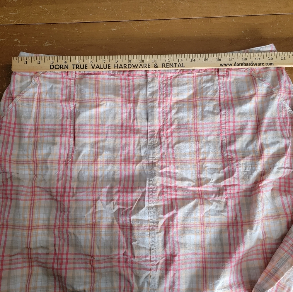 CJ Banks Coral Plaid Mini Skirt With Built In Shorts Plus Size 22W - Picture 6 of 12